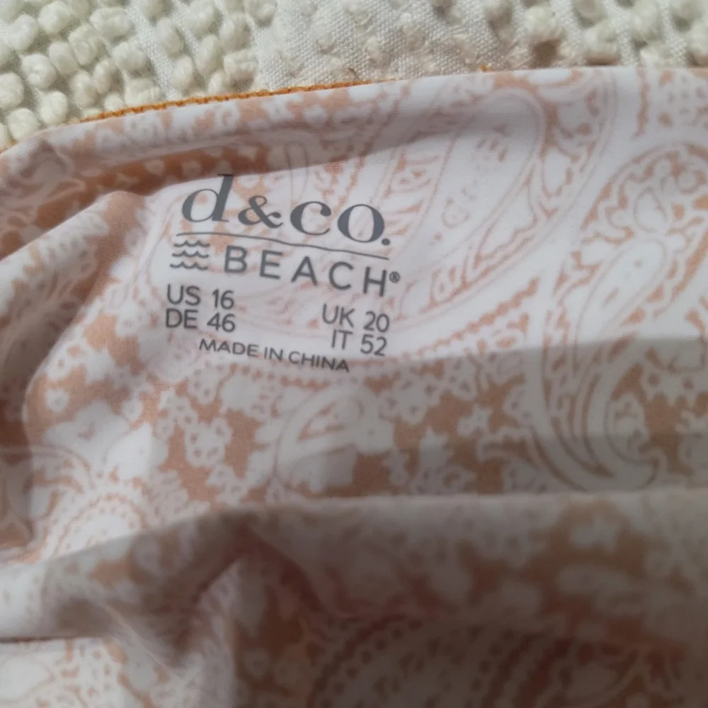 Denim & Co. Womens Beach Surplice One-Piece with Ruching Desert Paisley‎ Size 16